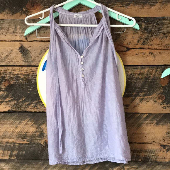 🇺🇸 SPLENDID XS Lavender Pinstripe A-line Tank Silk Cotton Lightweight - Picture 7 of 12